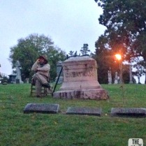 An actor portraying a Mississippi soldier who met his fate in the Civil War and was buried in Mt. Olivet.